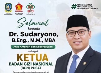 Dr. Sudaryono Resmi Nahkodai BGN Pusat, Sinergi Pertanian dan Gizi Nasional Diperkuat